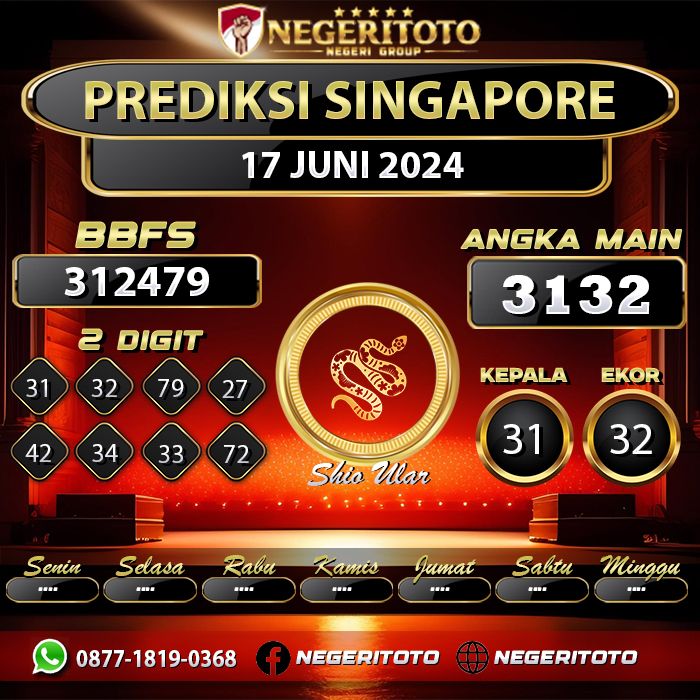 Negeritoto Prediksi Singapore Tgl 17 Juni 2024