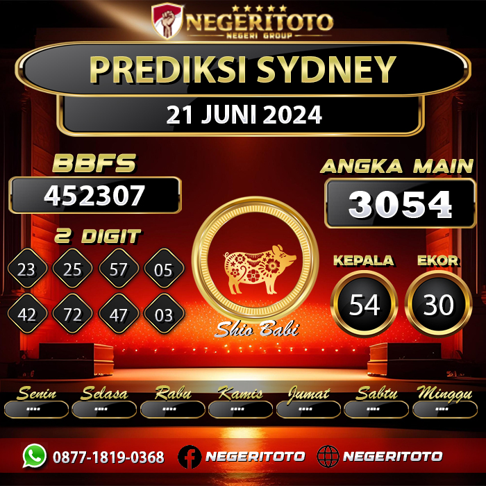 Negeritoto Prediksi Sydney Tgl 21 Juni 2024