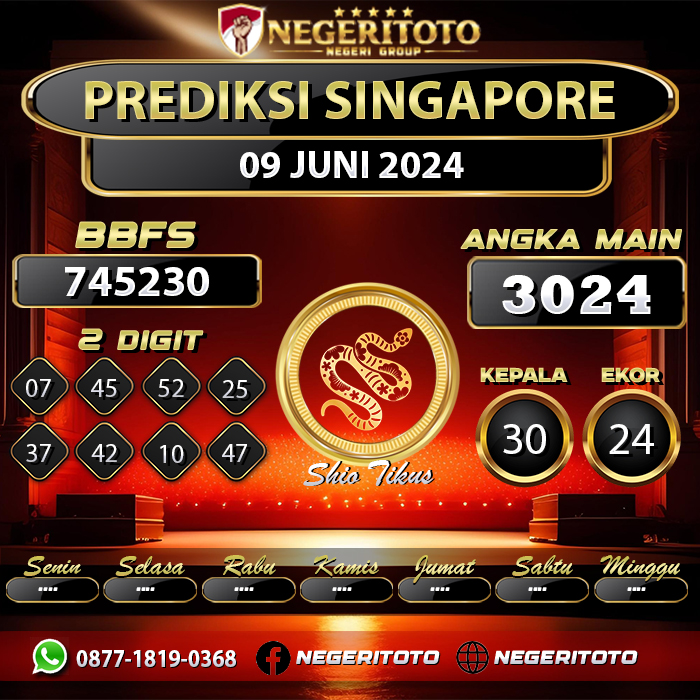 Negeritoto Prediksi Singapore Tgl 09 Juni 2024