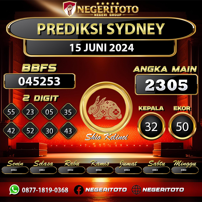 Negeritoto Prediksi Sydney Tgl 15 Juni 2024