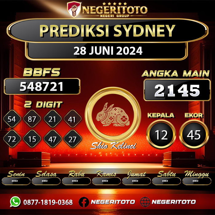 Negeritoto Prediksi Sydney Tgl 28 Juni 2024