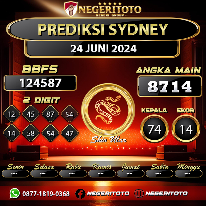 Negeritoto Prediksi Sydney Tgl 24 Juni 2024