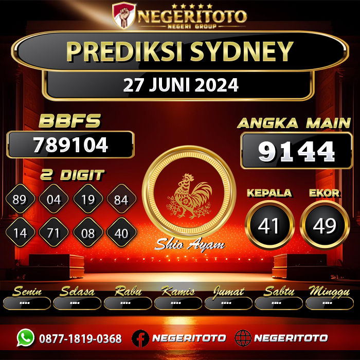 Negeritoto Prediksi Sydney Tgl 27 Juni 2024