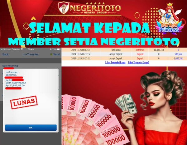 NEGERITOTO SELAMAT KEPADA MEMBER SETIA KAMI JP 10.882.113