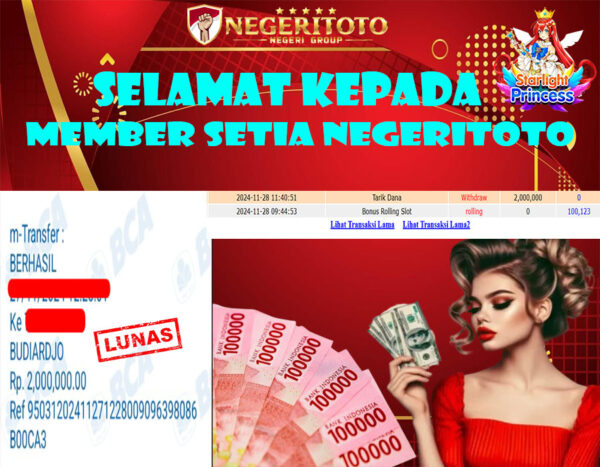 NEGERITOTO SELAMAT KEPADA MEMBER SETIA KAMI JP 2.000.000