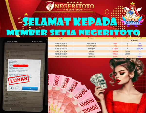 NEGERITOTO SELAMAT KEPADA MEMBER SETIA KAMI JP 6.000.000