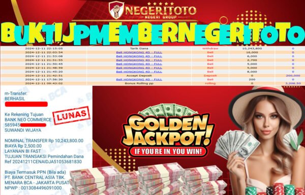 NEGERITOTO SELAMAT KEPADA MEMBER SETIA KAMI JP 10.243.800