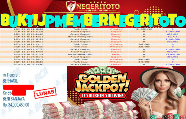 NEGERITOTO SELAMAT KEPADA MEMBER SETIA KAMI JP 34.000.459