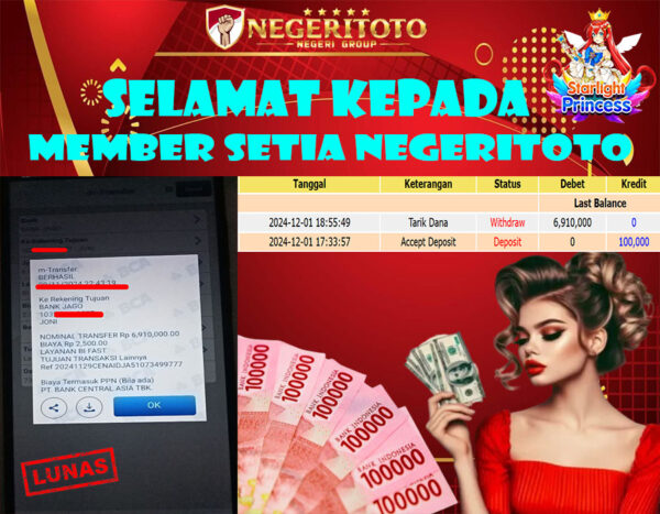 NEGERITOTO SELAMAT KEPADA MEMBER SETIA KAMI JP 6.910.000