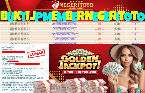 NEGERITOTO SELAMAT KEPADA MEMBER SETIA KAMI JP 3.337.200