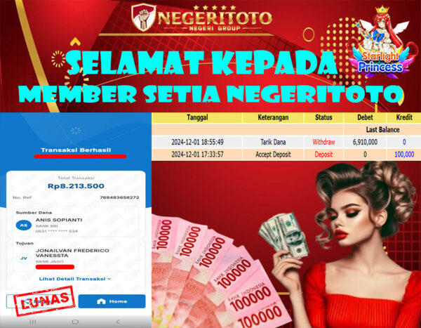 NEGERITOTO SELAMAT KEPADA MEMBER SETIA KAMI JP 8.213.500