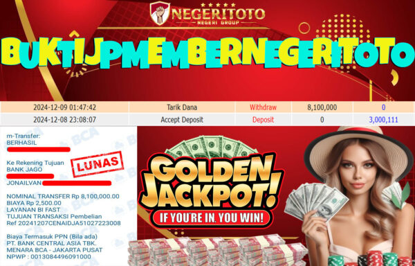 NEGERITOTO SELAMAT KEPADA MEMBER SETIA KAMI JP 8.100.000