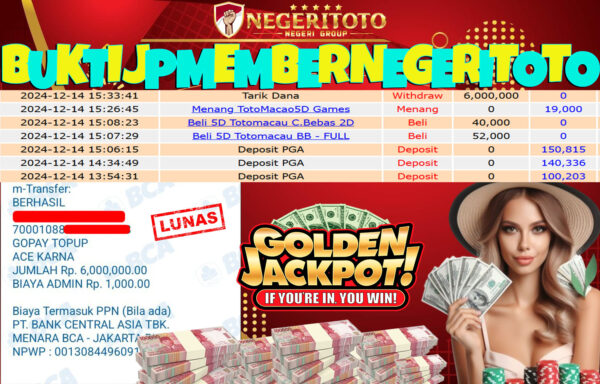 NEGERITOTO SELAMAT KEPADA MEMBER SETIA KAMI JP 6.000.000