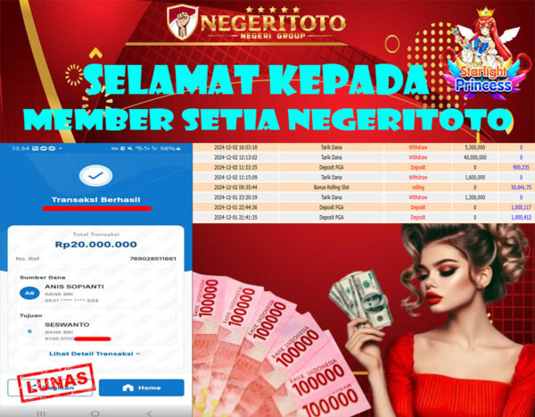 NEGERITOTO SELAMAT KEPADA MEMBER SETIA KAMI JP 40.000.000