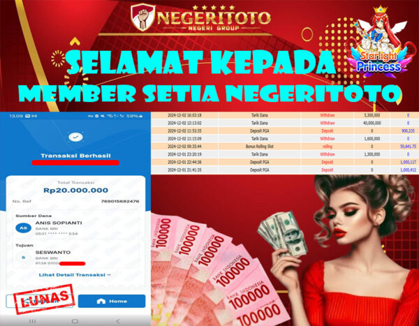 NEGERITOTO SELAMAT KEPADA MEMBER SETIA KAMI JP 40.000.000